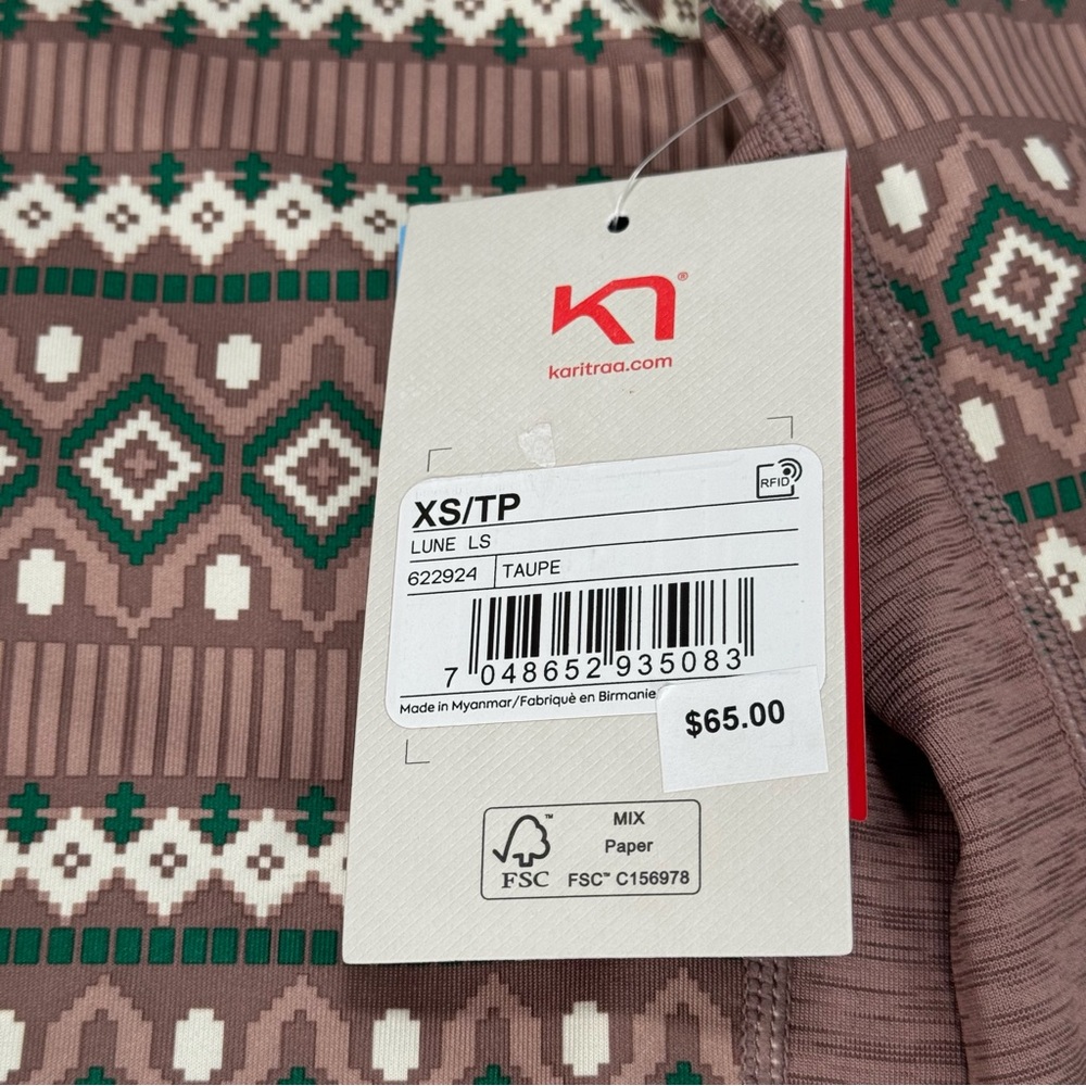 NWT New Kari Traa Women's Lune Long-Sleeve Top XS Stretchy Comfy Soft Baselayer - Picture 7 of 8